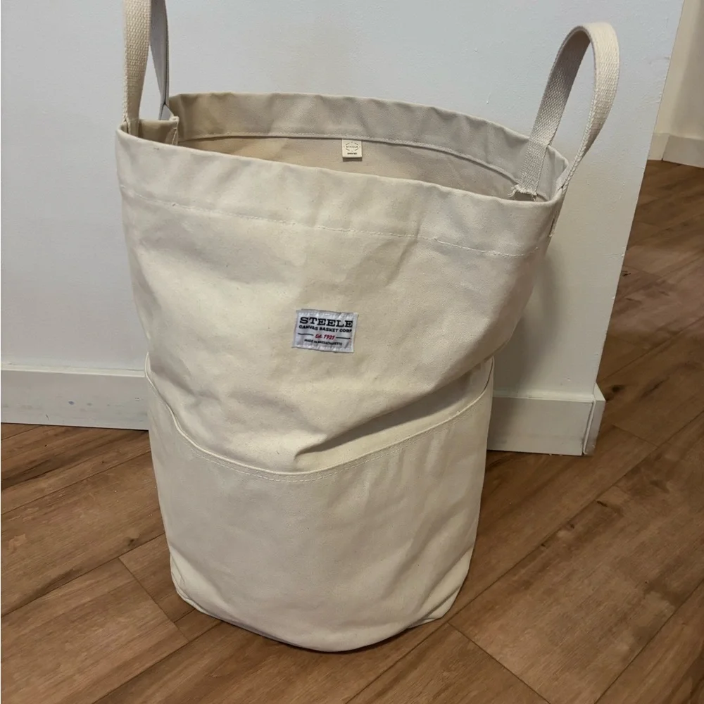 Cream Canvas Storage Basket with Handles